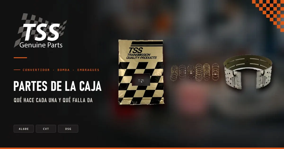Partes TSS de una transmisión automática: juego de empaques, discos de pasta y banda