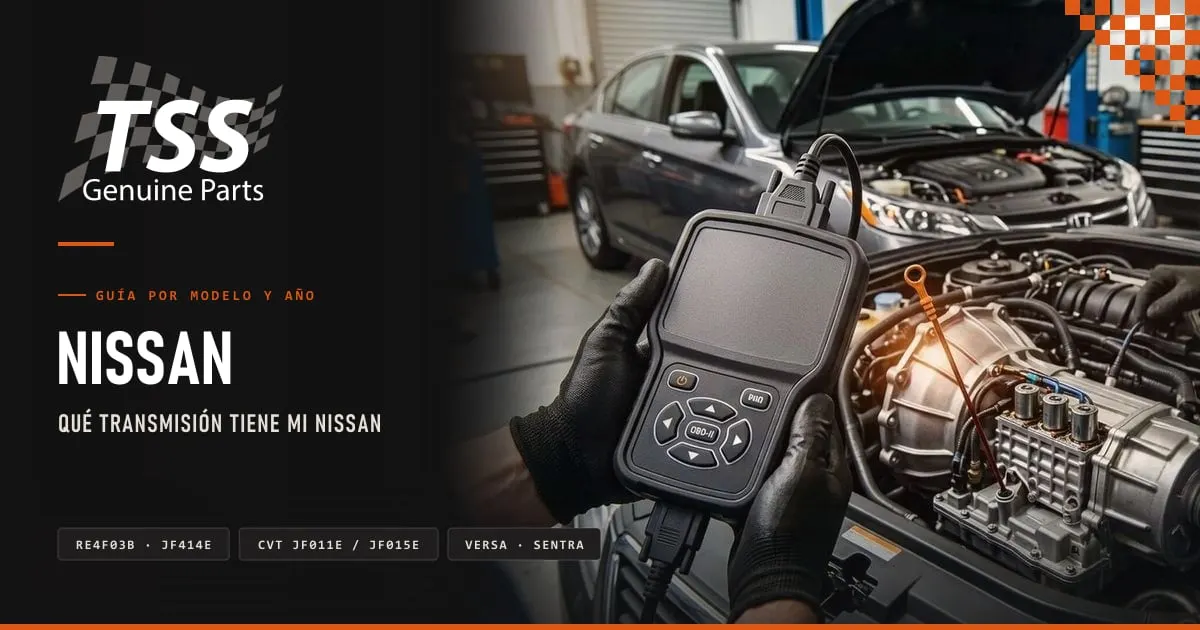 Refacciones TSS para transmisiones Nissan: juego de empaques Dorado para CVT JF015E, motor a pasos de CVT JF011E y cárter de CVT